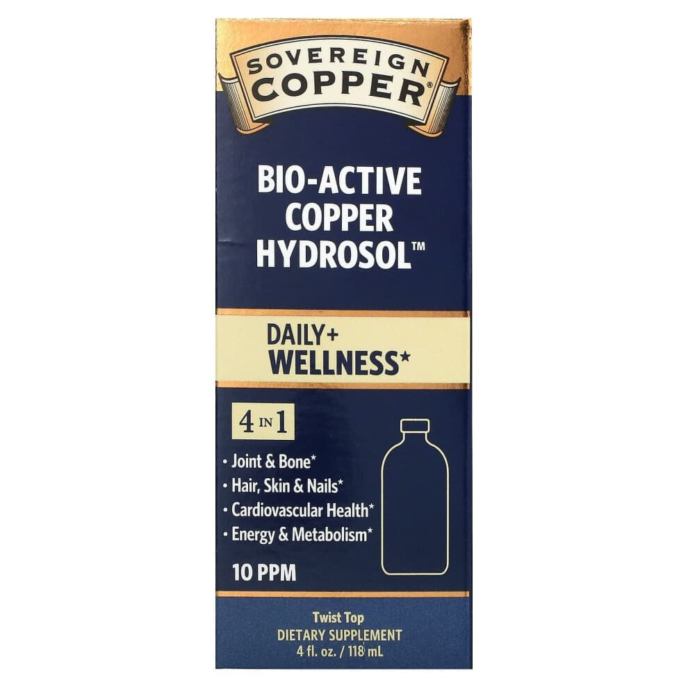 Sovereign Silver, Bioaktives Kupferhydrosol, 10 PPM, 4 fl oz (118 ml)