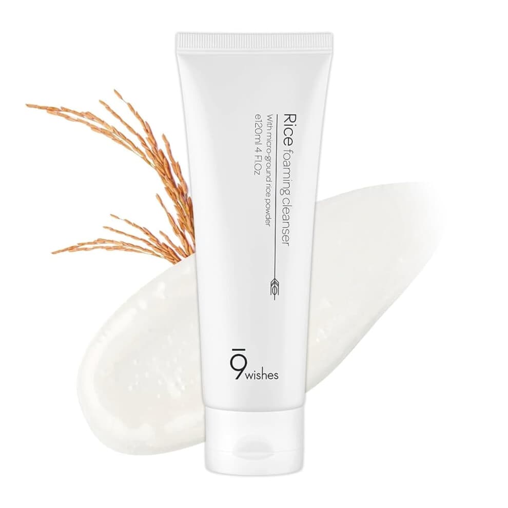9 wishes Rice Foaming Cleanser (5,07 Fl. Oz.) Sanftes Gesichtsreinigungsmittel zur Talgkontrolle und Mitesserentfernung mit Reiswasser und pfla
