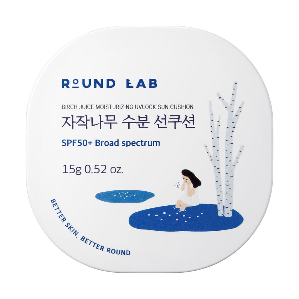 Round Lab Birkensaft, feuchtigkeitsspendendes UV-Sonnenkissen, LSF 50+, breites Spektrum, 14 g | Mineralischer Sonnenschutz f r empfindliche Haut