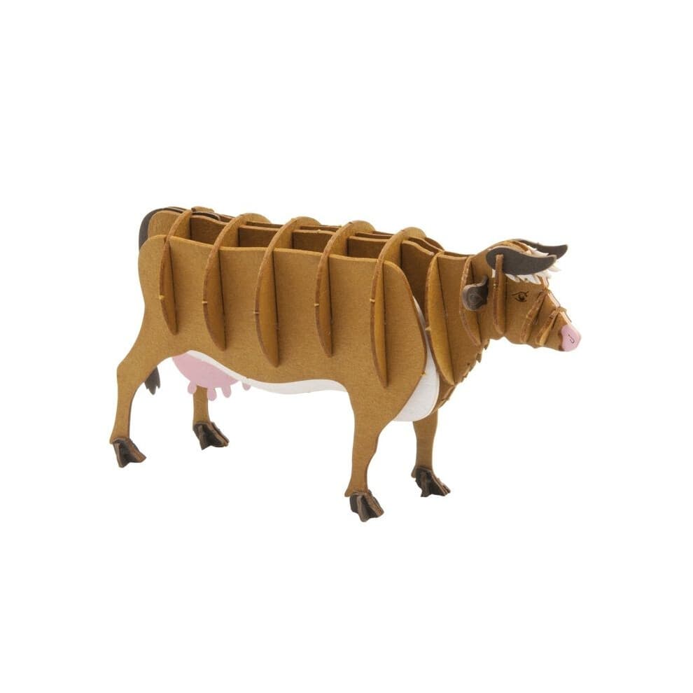 3D-Papiermodell - FRIDOLIN - 3D-Modell braune Kuh - Lasergeschnittene Pappe - 116,54 cm - Ab 8 Jahren zum Zusammenbauen