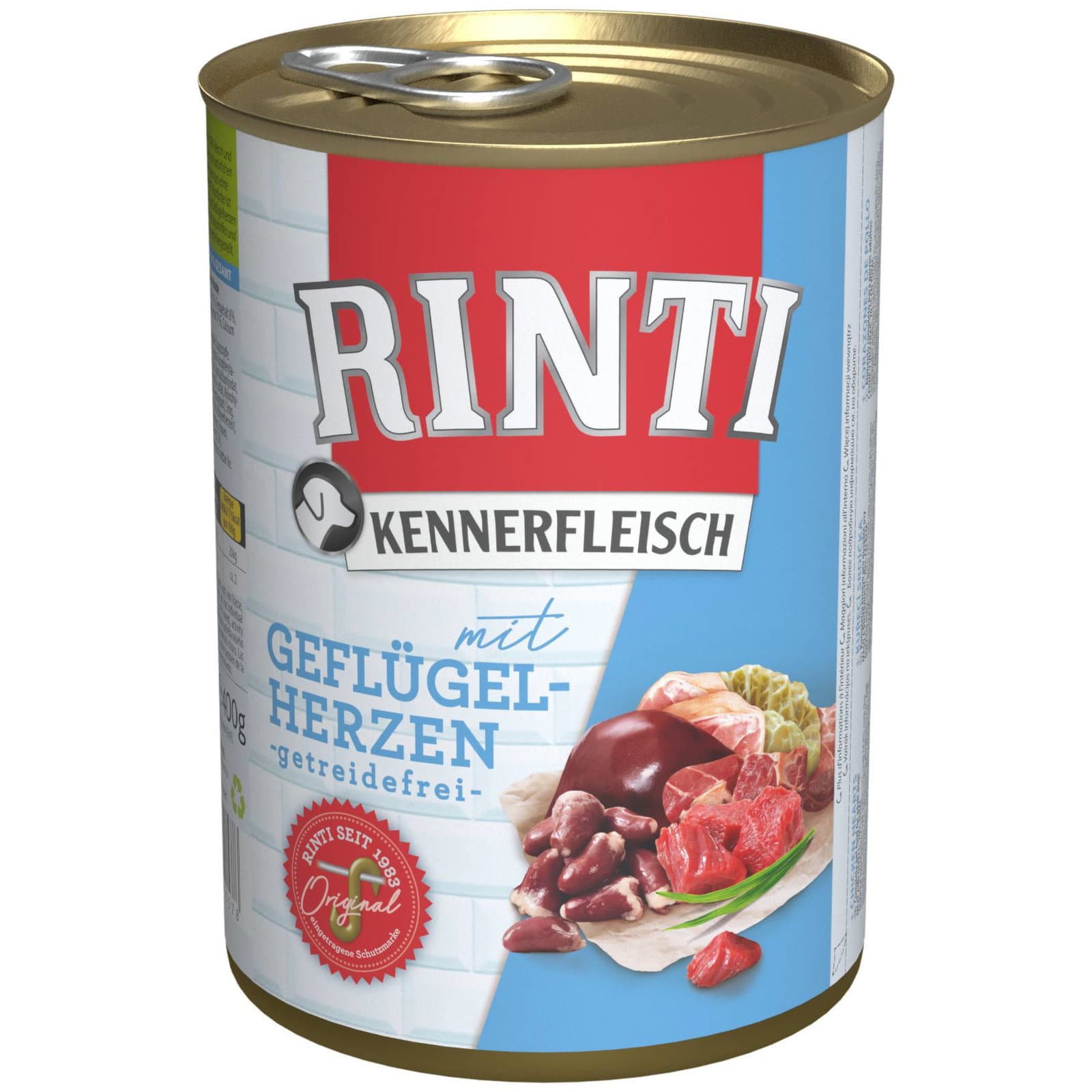 RINTI Hundefutter, Geflügelherzen, 400g