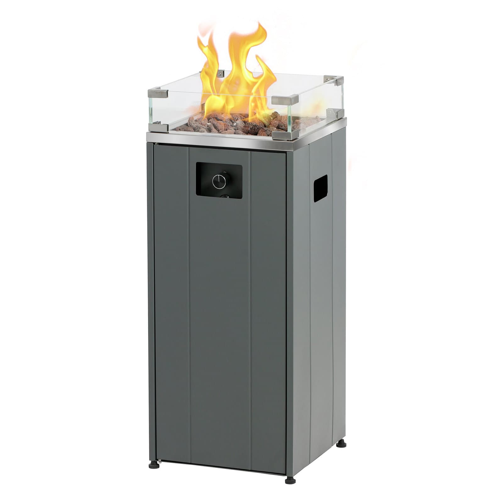 Buschbeck Loungefeuer 'Malta', grau, Edelstahl, ca. 38 x 38 x H91 cm
