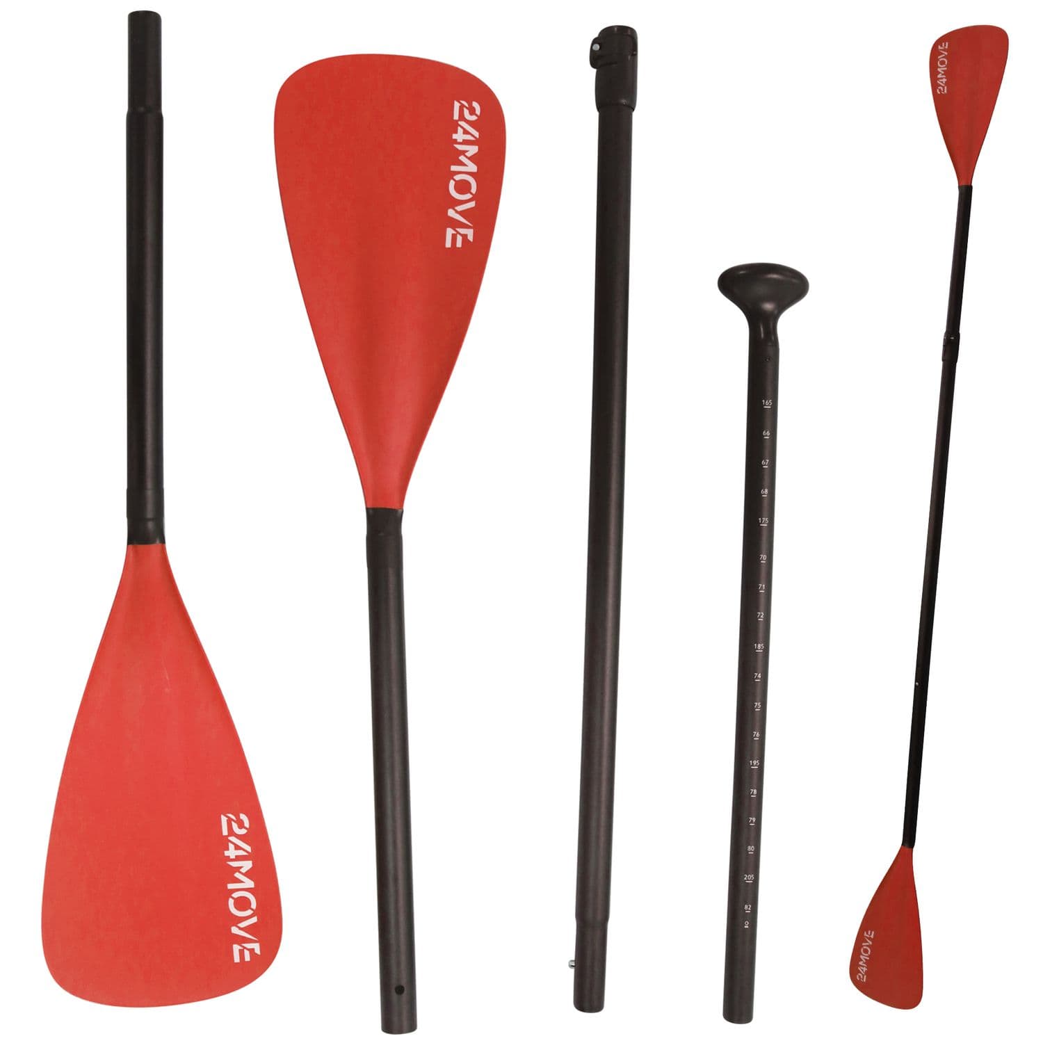 24MOVE® SUP Doppelpaddel für Paddleboards und Kajaks, rot