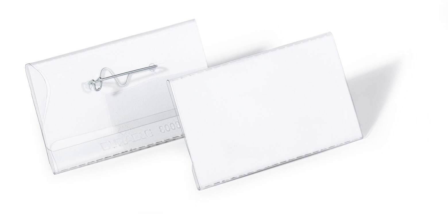 Namensschild 40 x 75 mm mit gebogener Nadel – 100 Stück/Packung