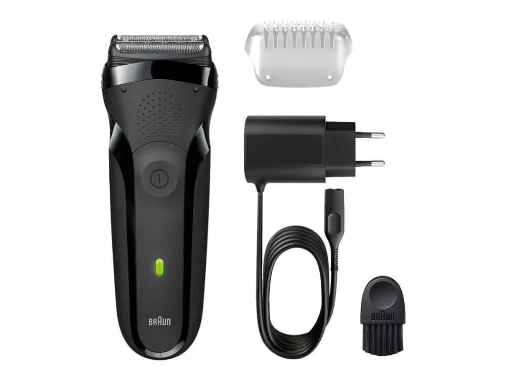 Braun Herrenrasierer Series 3-300s, Folienschaber, Schwarz, LED, Akku, 20 min, 1 h