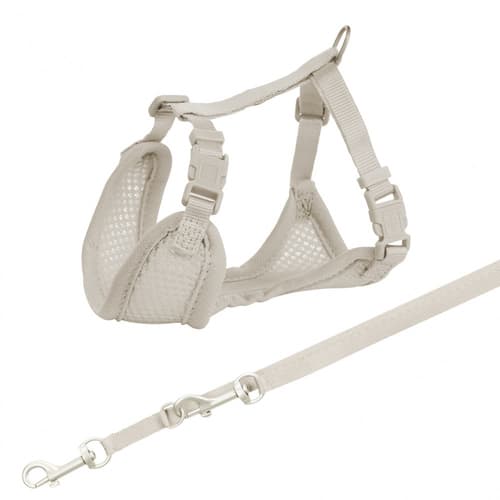 Trixie Junior Welpen-Softgeschirr mit Leine hellgrau, Größe: S-M / 10 mm