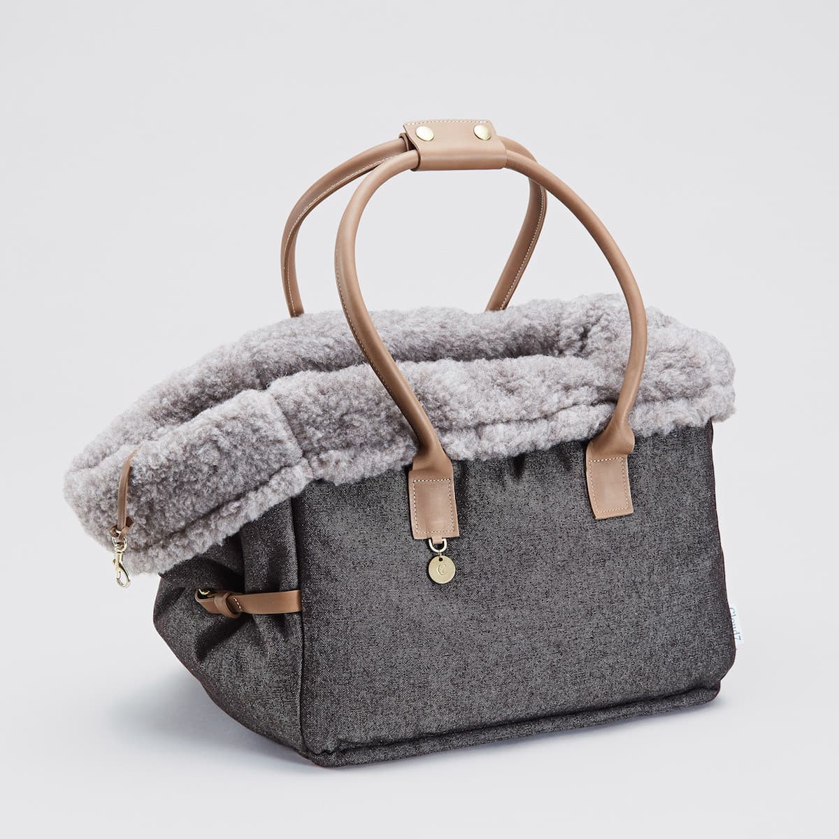 Cloud7 Hundetasche Como Heather Brown L L Beige Anthrazit Cognac Welpentasche | Reisetasche | Hundebett für unterwegs | Minileine für Sicherheit |