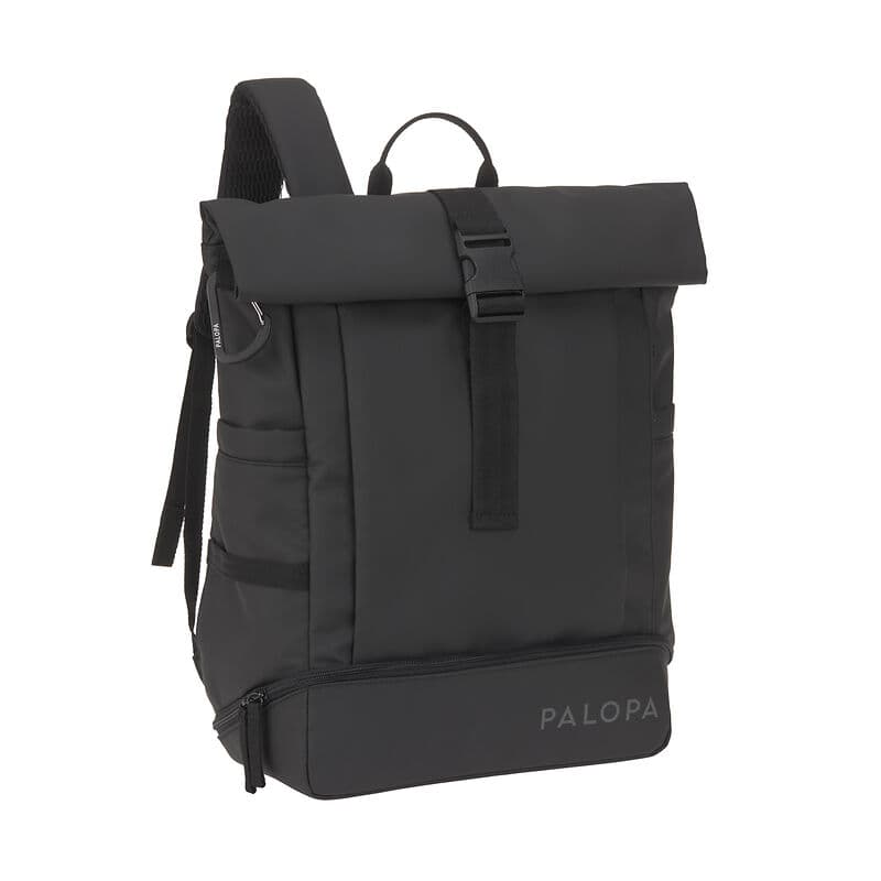 Palopa Rolltop Rucksack Yoska in Schwarz Schwarz Rucksack | Gassitasche | viel Platz | für alle Utensilien | robust | viele Fächer | extra Tasche