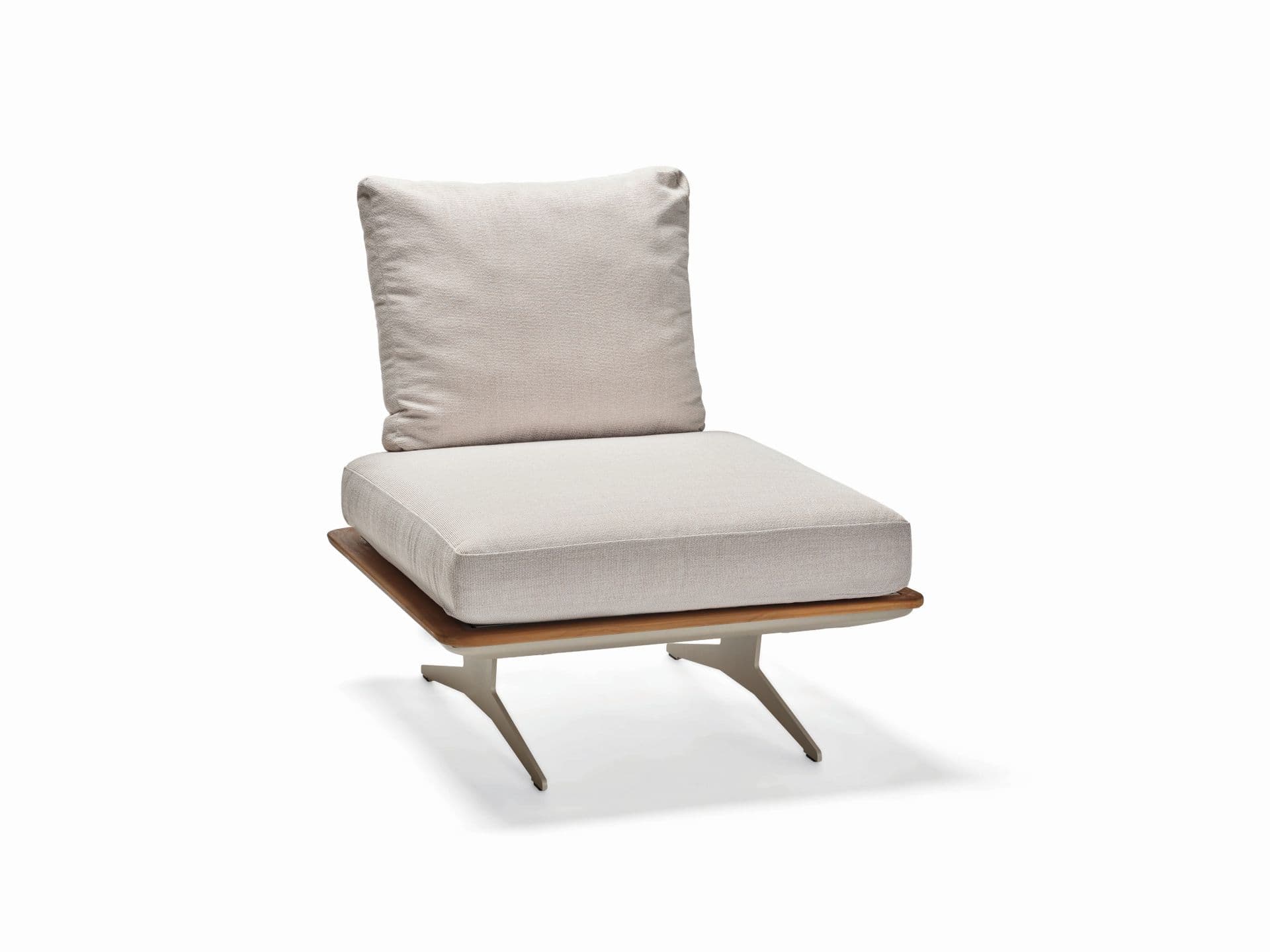 Stern Mittelelement Enya Lounge Aluminium greige Teakrahmen FSC®-zertifiziert Rückenteile Vanilla Kissen 100% Polyacryl Vanilla