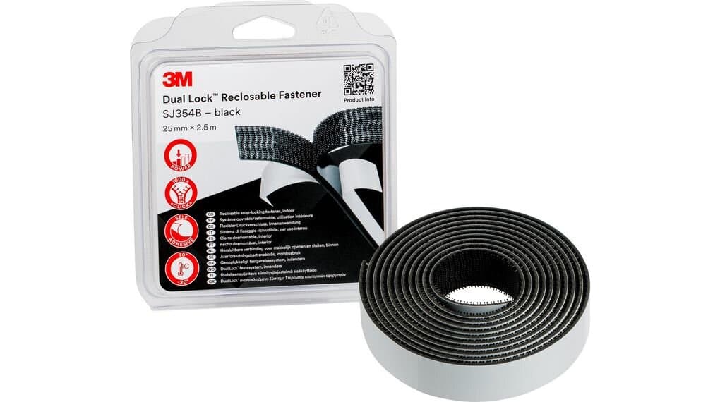3M Scotch Dual Lock Druckverschluss Extreme, schwarz 25mm x 2,5m