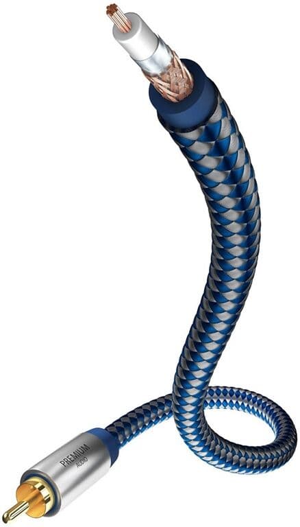 Inakustik Premium II AUDIO Mono Subwoofer Kabel 2 m (2,0 m blau/silber)