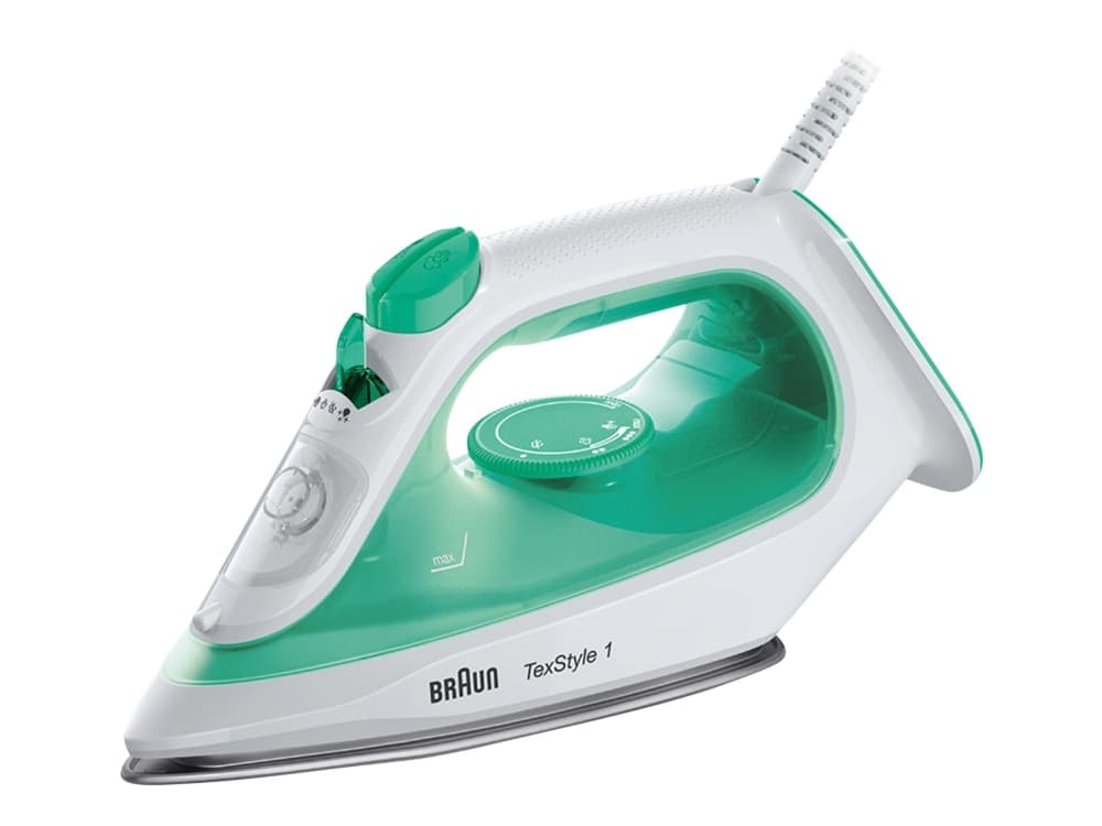 Braun TexStyle 1 SI 1040 GR, Dampfbügeleisen, Keramik-Bügelsohle, 1,9 m, 25 g/min, Grün, Weiß, 120 g/min