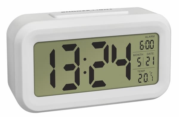 TFA Dostmann 60.2018.02 Quarzwecker Weiß Alarmzeiten 1