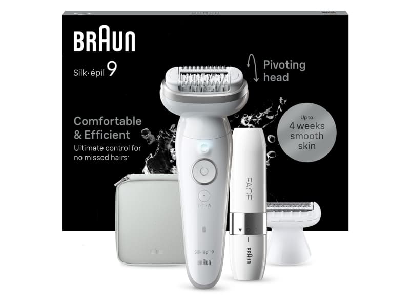 Braun Silk-épil 9 9-341, Weiß, 40 Pinzetten, MicroGrip, Batterie, 100 - 240 V, 50 - 60 Hz