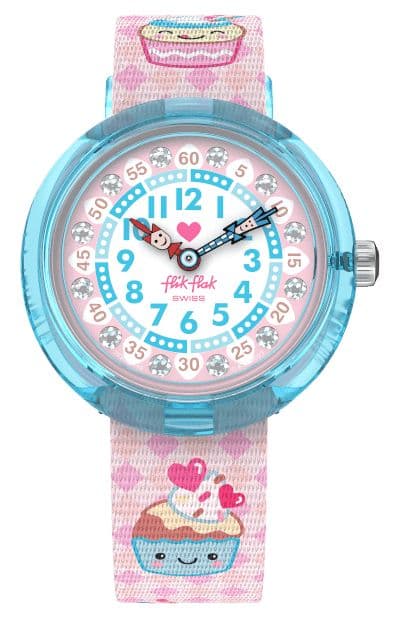 Flik Flak Bake it up für Kinder (31,85 mm), weißes und uhr