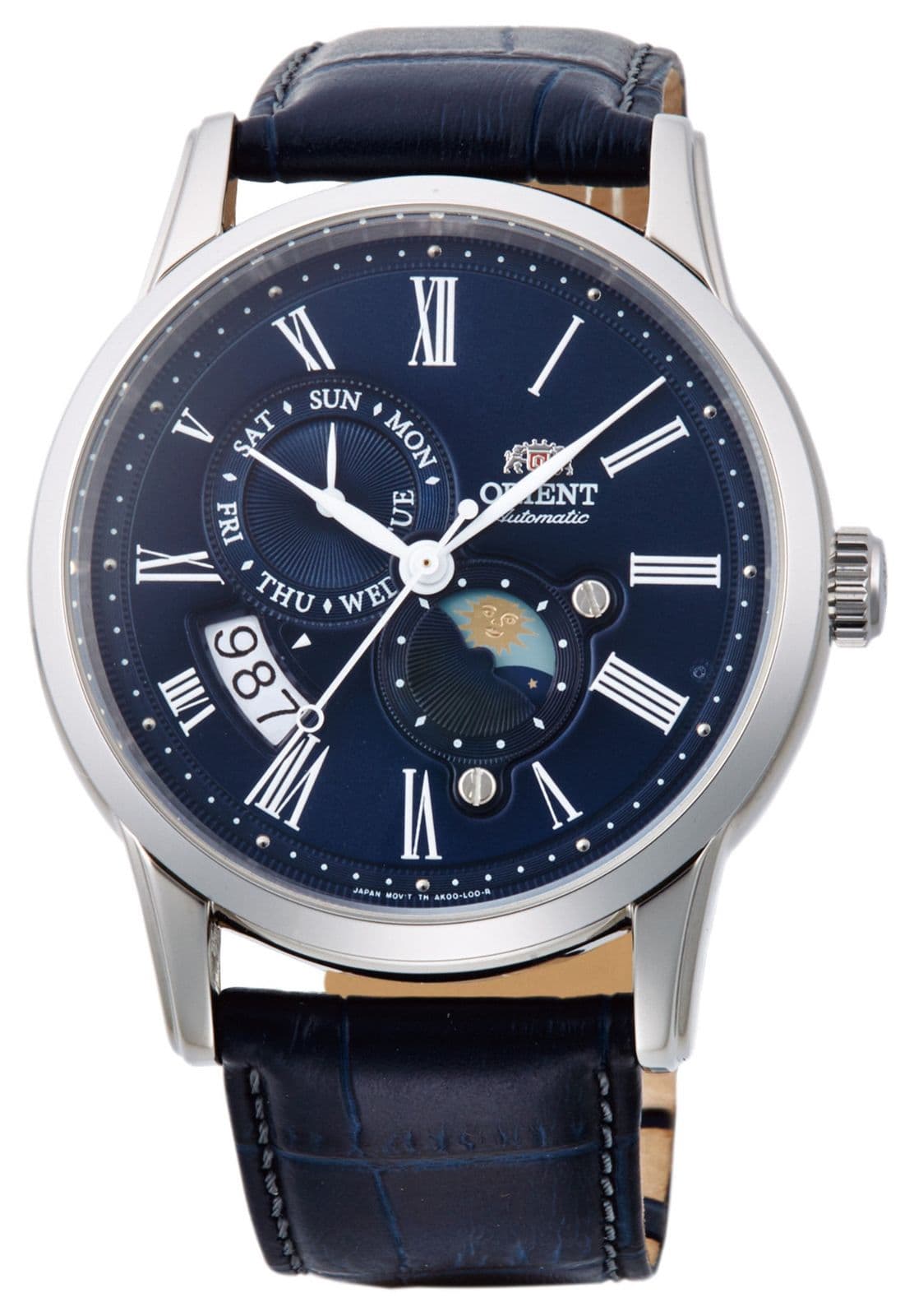 Orient Mechanische Sonnen- und Mondanzeige (42,5 mm), blaues uhr