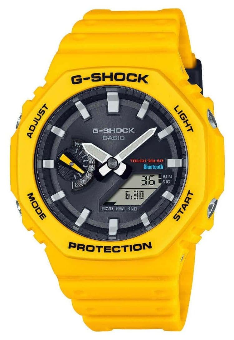 Casio Herrenarmbanduhr G-Shock mit Bluetooth, gelb, uhr