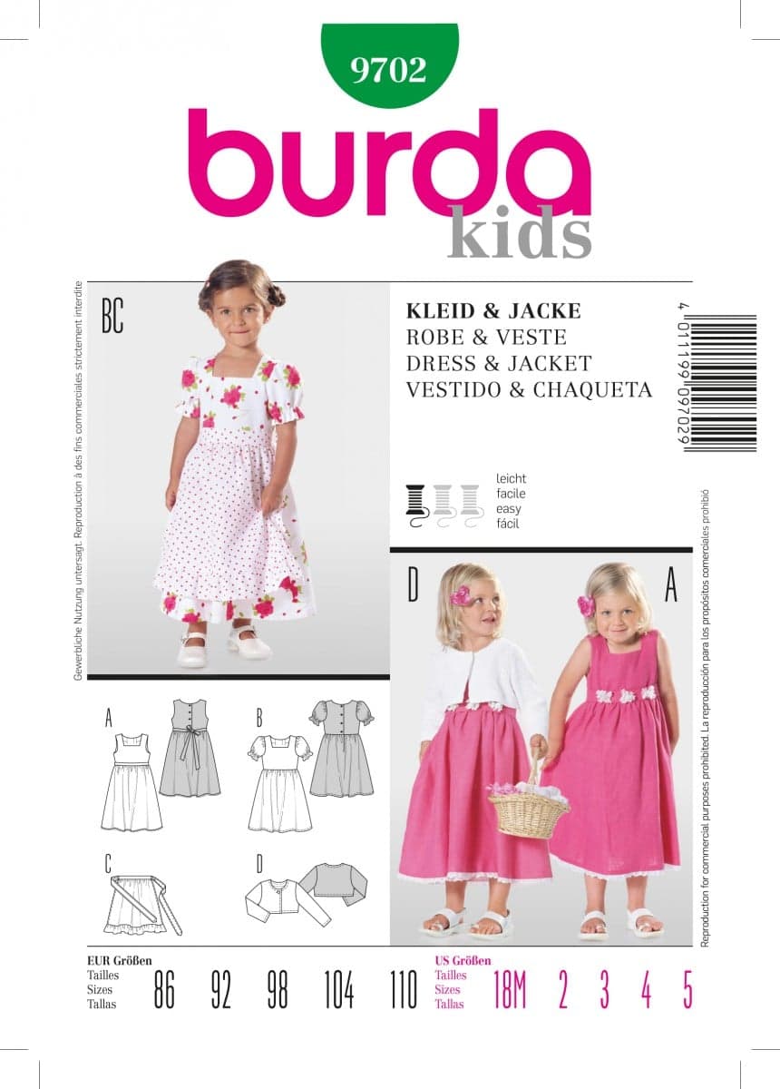 Burda Schnittmuster 9702 Kleid Jacke