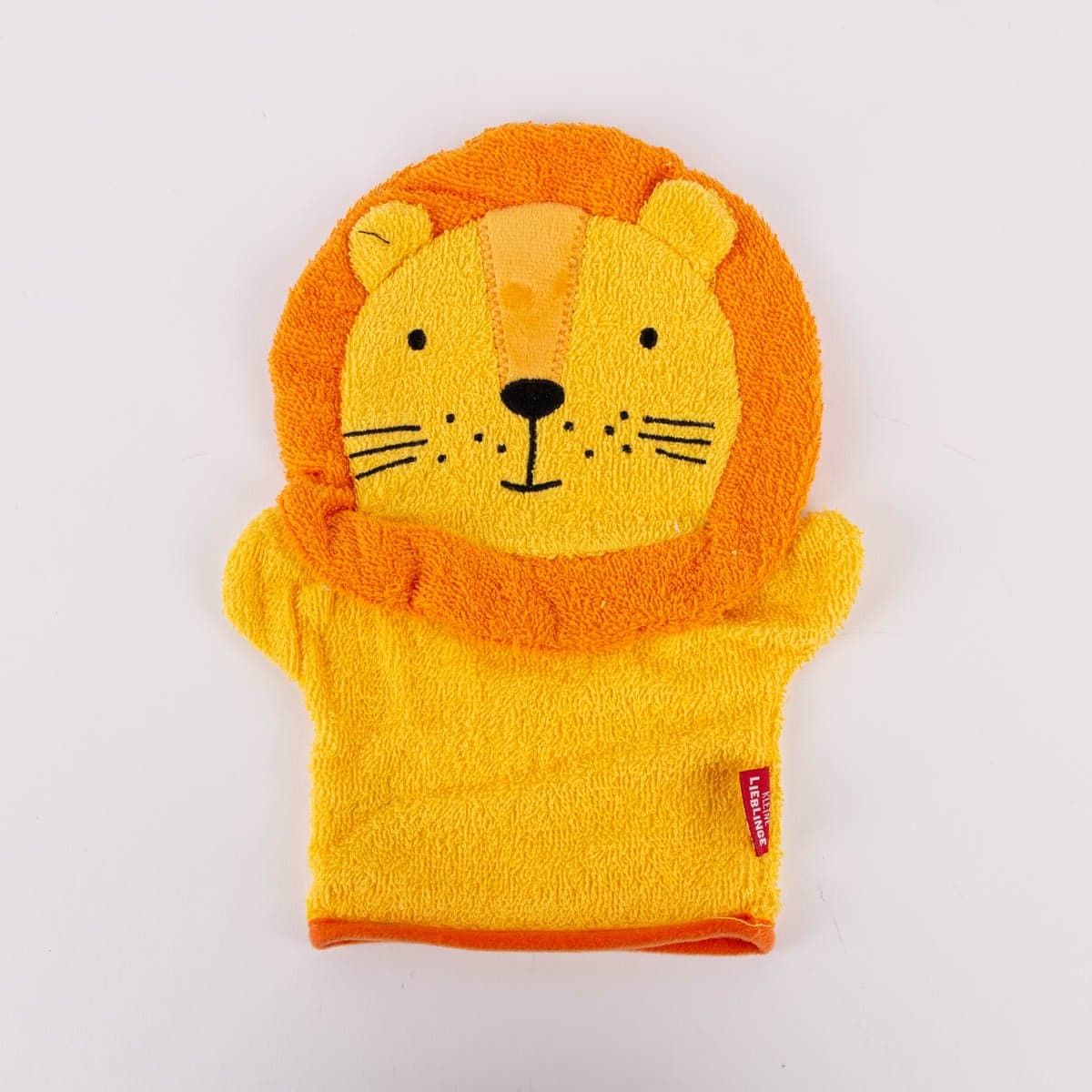 La Vida Kinder Waschhandschuh Löwe aus Baumwolle gelb orange 25x20cm