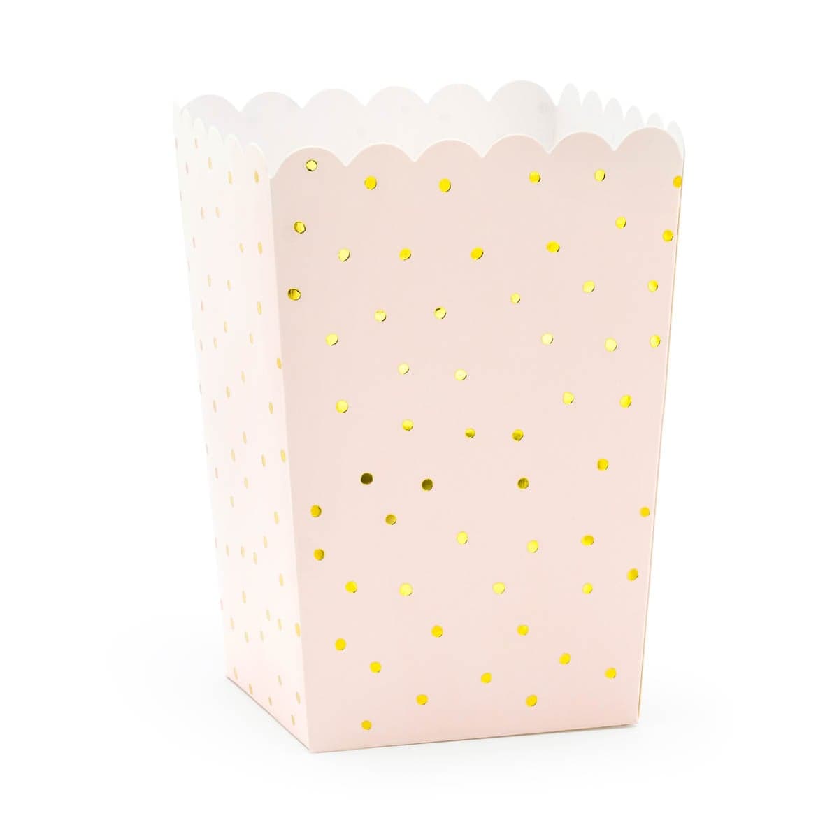 Papierschachtel Popcornbox Punkte rosa goldfarbig 12,5x7x7cm 6er Pack