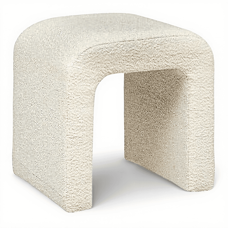 Atmosphera - Hocker Sevi Bouclé - 41 x 35 cm - Weiß