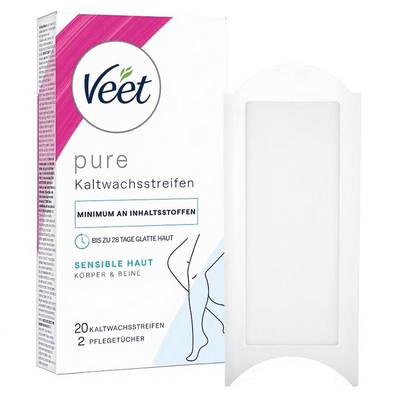Veet Pure Kaltwachsstreifen Haarentfernung für empfindlichen Körper & Beine 20 Stück