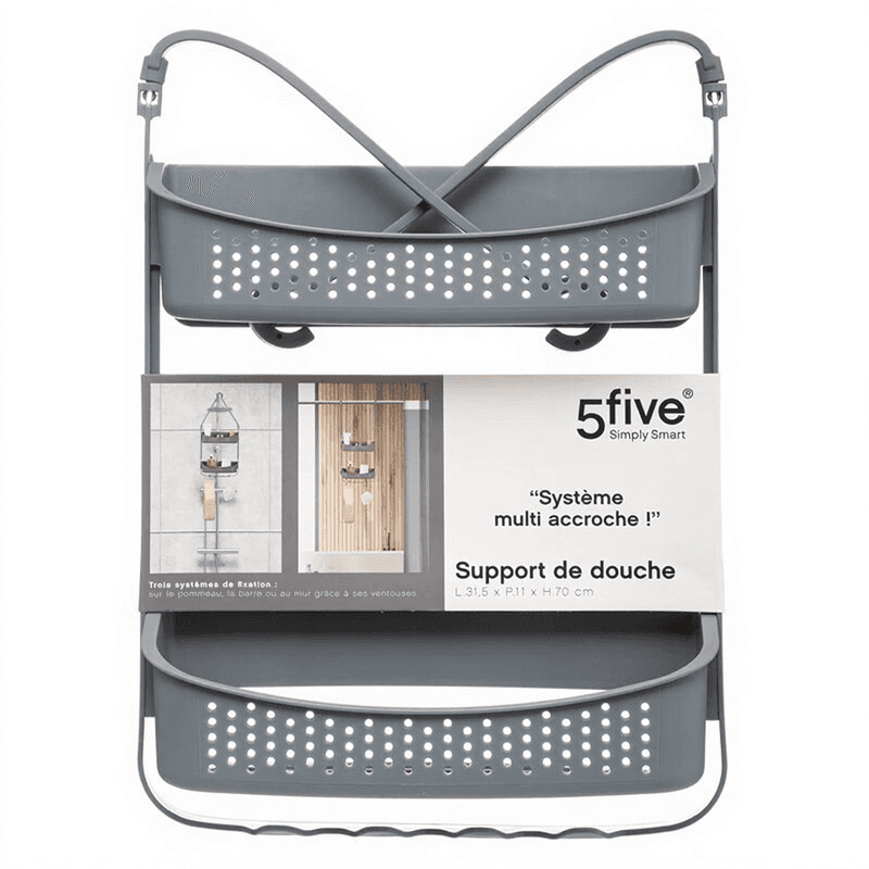 5five Grauer flexibler Duschhalter L 31,5 x T 11 x H 70 cm