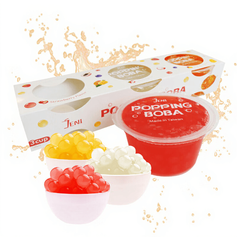 JENI Popping Boba Kombipack - 3 x 130 g (Erdbeere-Mango-Litschi)