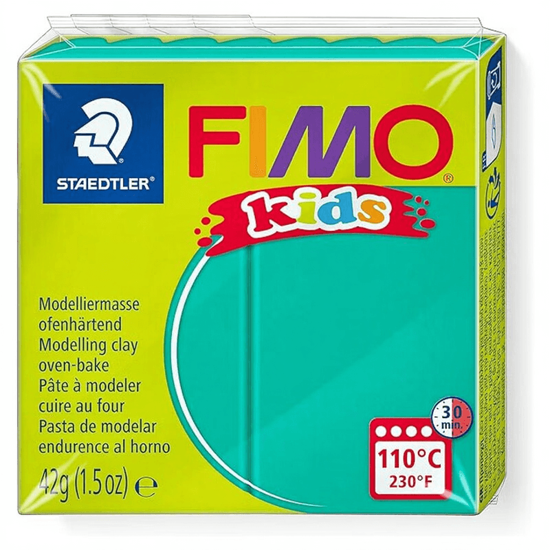 STAEDTLER FIMO Kids grünes ofenhärtendes Modelliermaterial, 42 g Block, portioniert, Grün