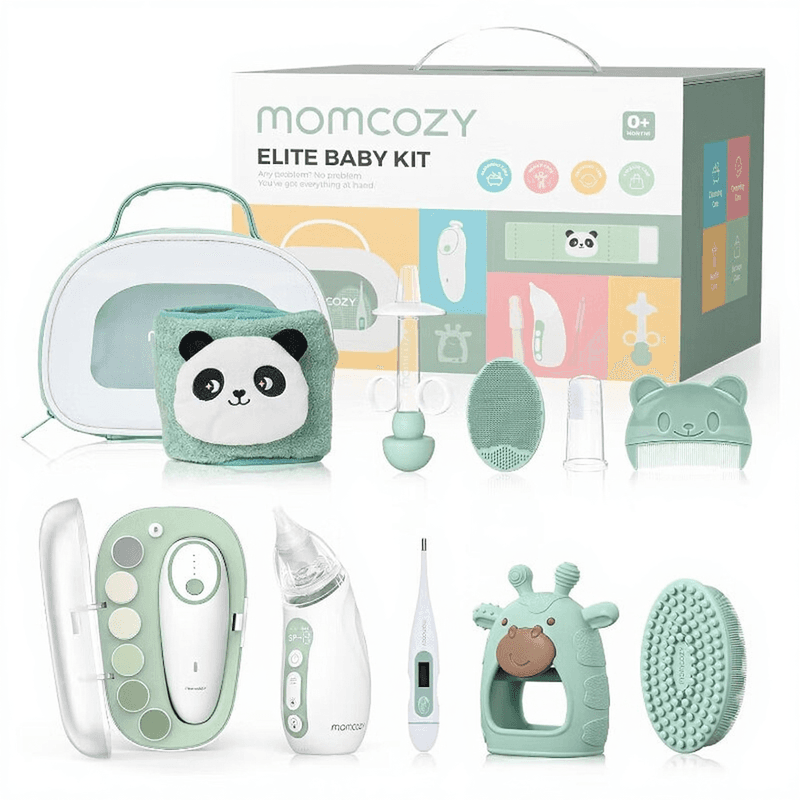 Momcozy Elite Baby-Pflege-Set mit elektrische Nagelfeile, Nasenabsauggerät, Heizwickel, Thermometer und mehr