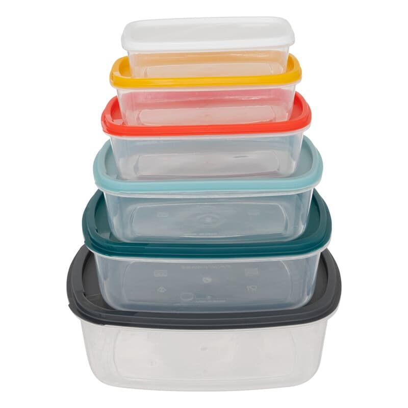 Set aus 6 rechteckigen PP-Aufbewahrungsboxen - Farben