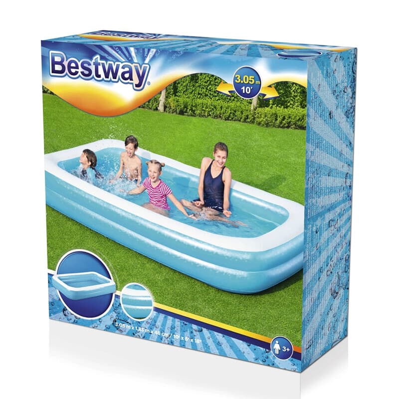 Bestway Rechteckiger aufblasbarer Familienpool 10x6x18 Zoll