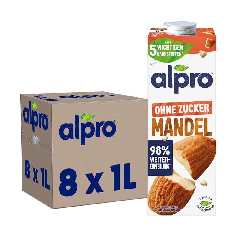 Alpro Mandeldrink Ohne Zucker 8er-Pack (8 x 1 l)
