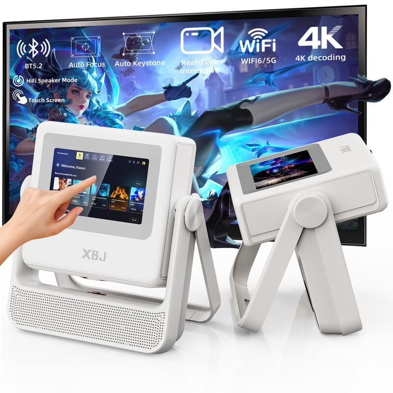 【300 Zoll Riesiges Projektionserlebnis】XBJ Outdoor Projector with Touch Tablet, 300" Giant Screen for Home Theater Smart Projector, Native