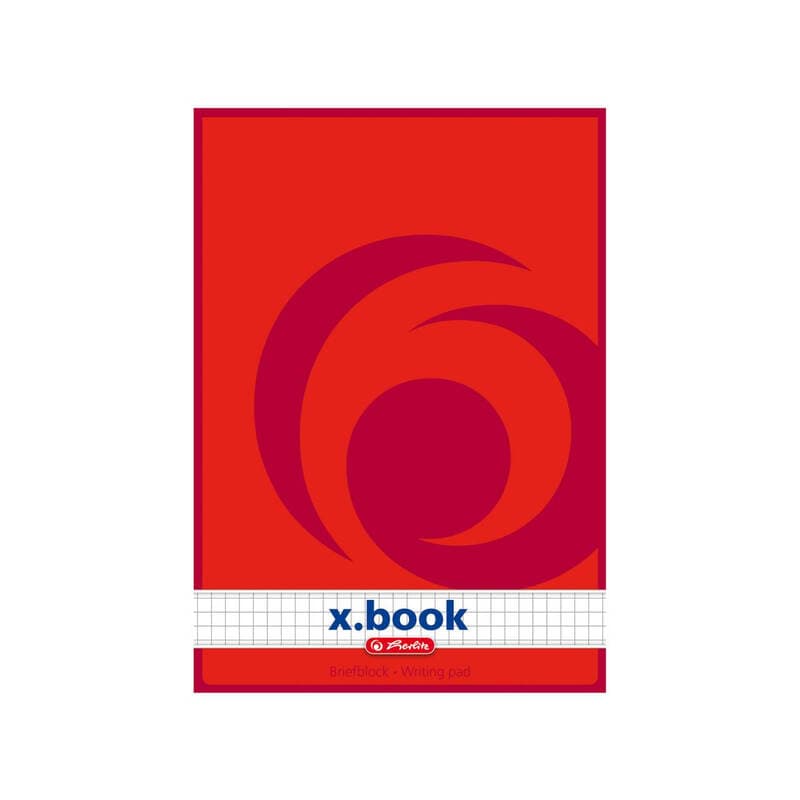 Herlitz 717538 Notizbuch A5, kariert, 50 Blatt, weiß, rot, holzfreies Papier, 70 g/m² weiß