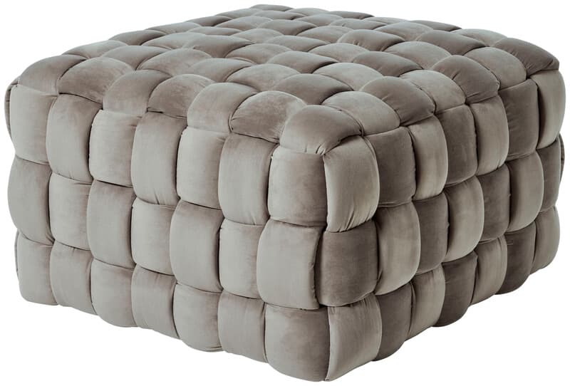 jahnke Moderner geflochtener Samt-Sitzhocker WEB ART in Taupe, perfekt als Dekoration, zusätzliche Sitzgelegenheit und Couchtisch