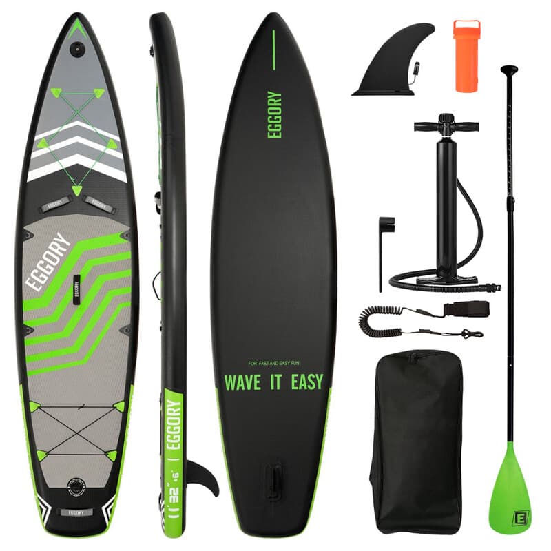 EGGORY Aufblasbares Stand-Up-Paddle-Board Fluoreszierend Grün 3350x810x150mm 1 Stück