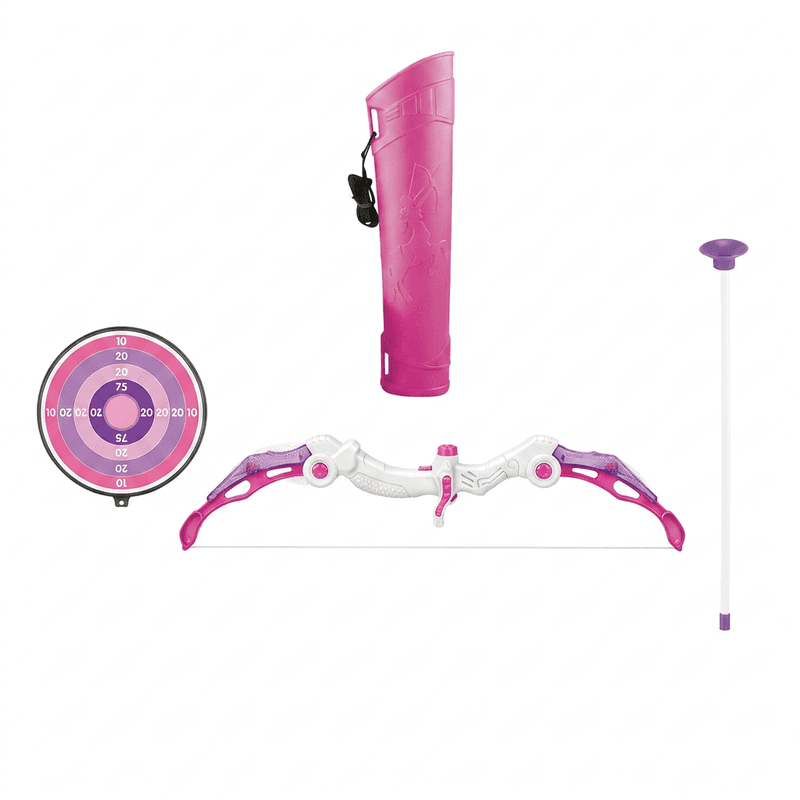 Mädchen-Sound- und Licht-Bogen-Set mit Pfeilen, ABS+PP-Spielzeug-Set mit Beleuchtung und Soundeffekten, Faltbar und mit Tüll-Dekoration