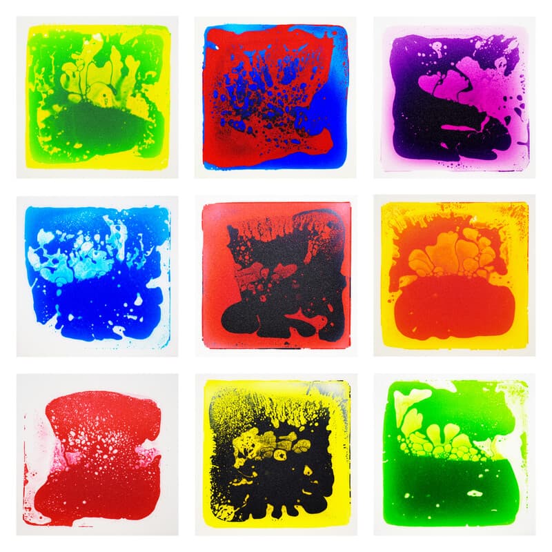 Art3d Set aus 9 Flüssigkeitssensor-Bodenfliesen - Interaktive kosmische Farbspielmatte für Kinder, Vorschul-Tanzboden, rutschfeste
