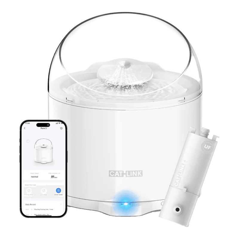 CATLINK KI-Haustier-Futterautomat Pure 2 W02, 2,6 L Fassungsvermögen, Gesundheitsüberwachung, ultraleiser Betrieb, kabellose Wasserpumpe
