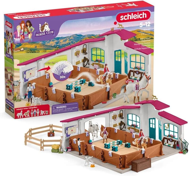Schleich Horse Club | Peppertree Reitarena 42639 | mit Hindernissen, Paddock und viel Zubehör | tolles Geschenk für Mädchen und Jungen |