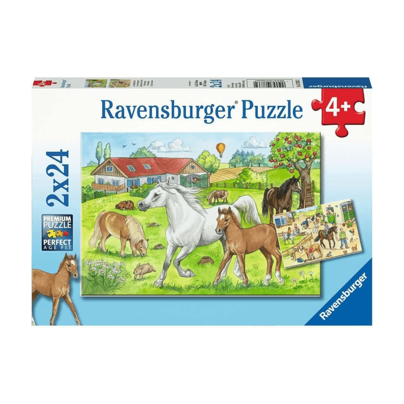 Ravensburger Kinderpuzzle - 07833 Auf dem Pferdehof - Puzzle für Kinder ab 4 Jahren, mit 2x24 Teilen