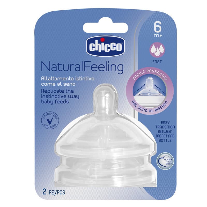 Chicco NaturalFeeling Sauger fast flow 6 m+ Silikon