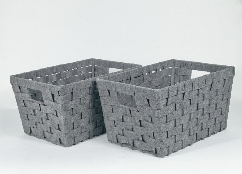 KEVAHOME 2er-Set große Aufbewahrungskörbe aus gewebtem Filz – grau, 15 x 11 x 8,25" H
