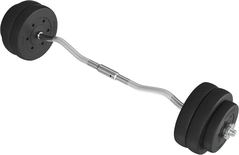Yaheetech Hantel-Gewichts-Set, abnehmbarer Curl-Bar mit Scheiben und Sternverschlüssen, anpassbares Krafttrainings-Set für das Heimtrainingsstudio,