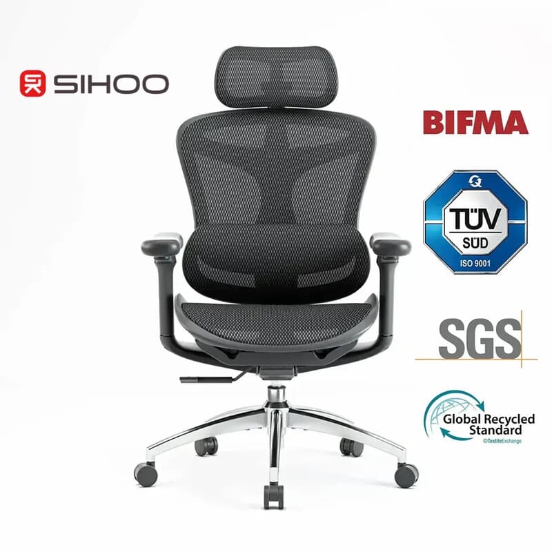 【Nutzen Sie den Code: SH070 für große Rabatte】 SIHOO Doro C300 Ergonomischer Bürostuhl Extra weiche 3D-Armlehnen Dynamische Lendenwirbelstütze