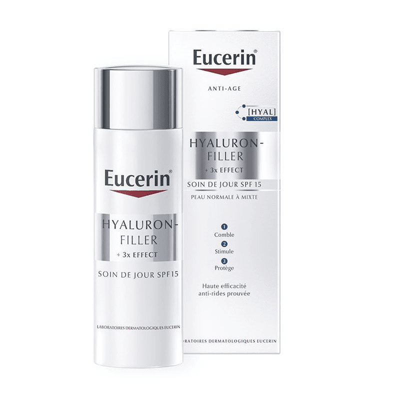 Eucerin Hyaluron-Filler + 3x Effect Tagespflege LSF 15 für normale bis Mischhaut, 50 ml