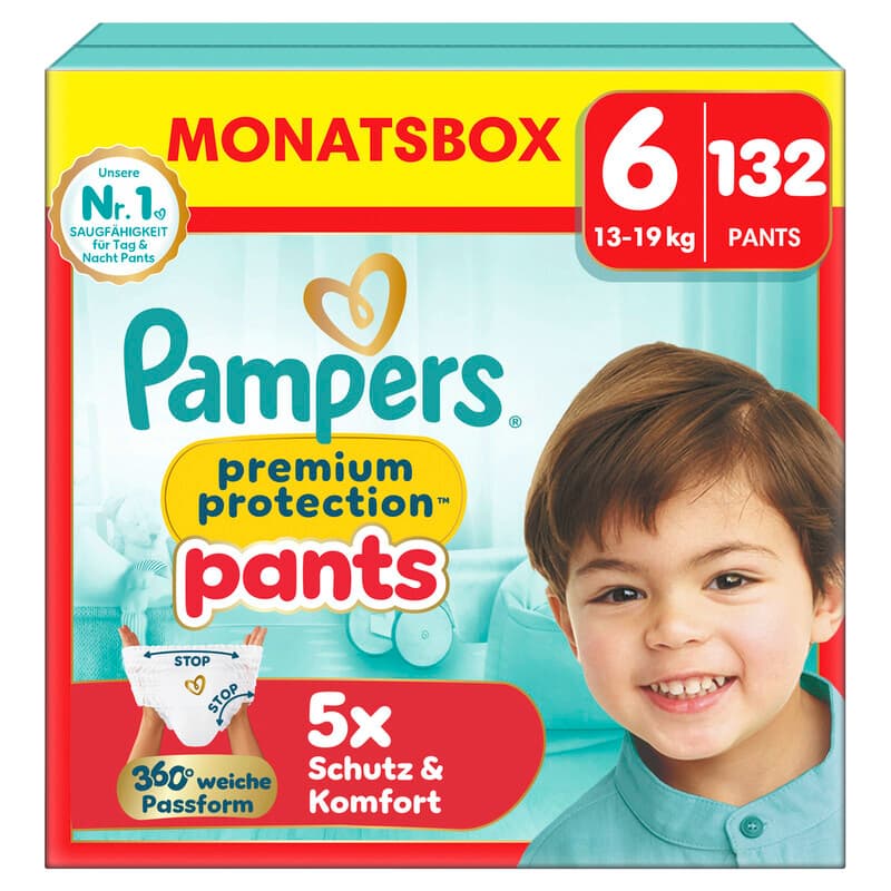 Pampers Premium Protection Pants Gr.6 Extra Large 13-19kg Monatsbox - 132 Stück