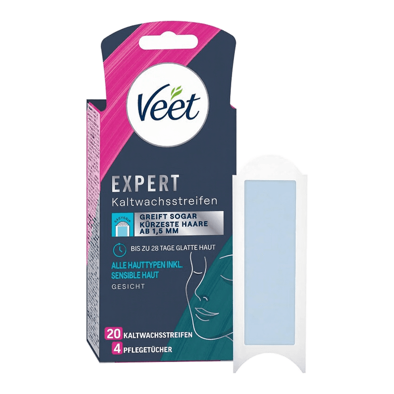 Veet EXPERT Kaltwachsstreifen Gesicht 20 Stück.