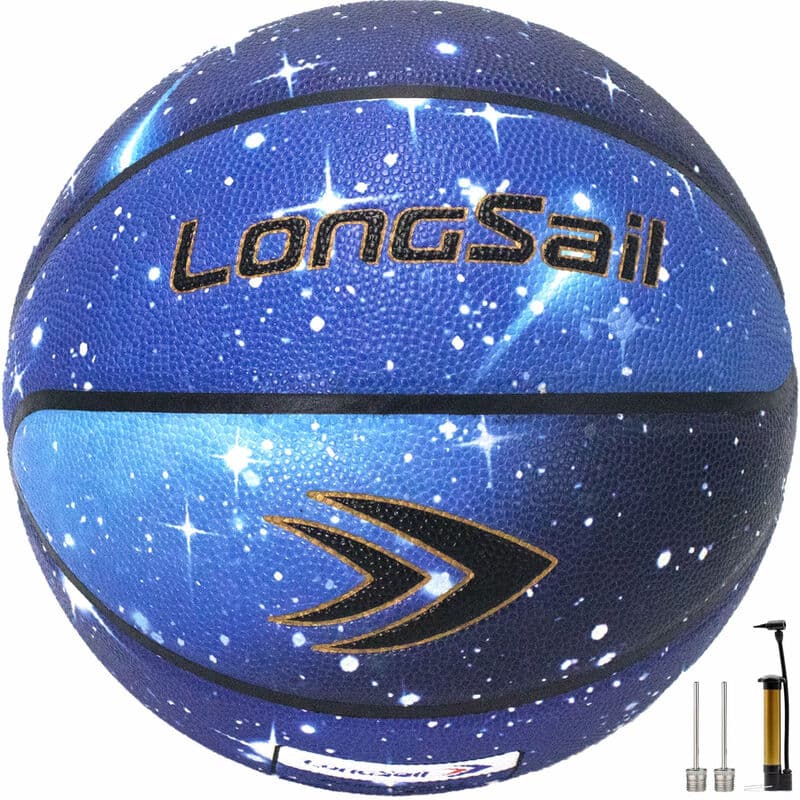 LONGSAIL Premium Basketball aus Verbundleder/Mikrofaserleder Größe 7# Sternenblau Feuchtigkeitsabsorbierendes PU